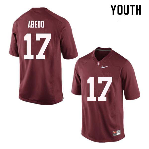 Youth Stanford Cardinal #17 Paulson Abedo College Football Jerseys Sale-Red - Click Image to Close